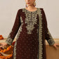 Fully Stitched Maroon Faux Georgette Kurta Plazo Dupatta Set with Intricate Coding and Rivet Moti Embellishments