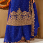 Fully Stitched Maroon Faux Georgette Kurta Plazo Dupatta Set with Intricate Coding and Rivet Moti Embellishments