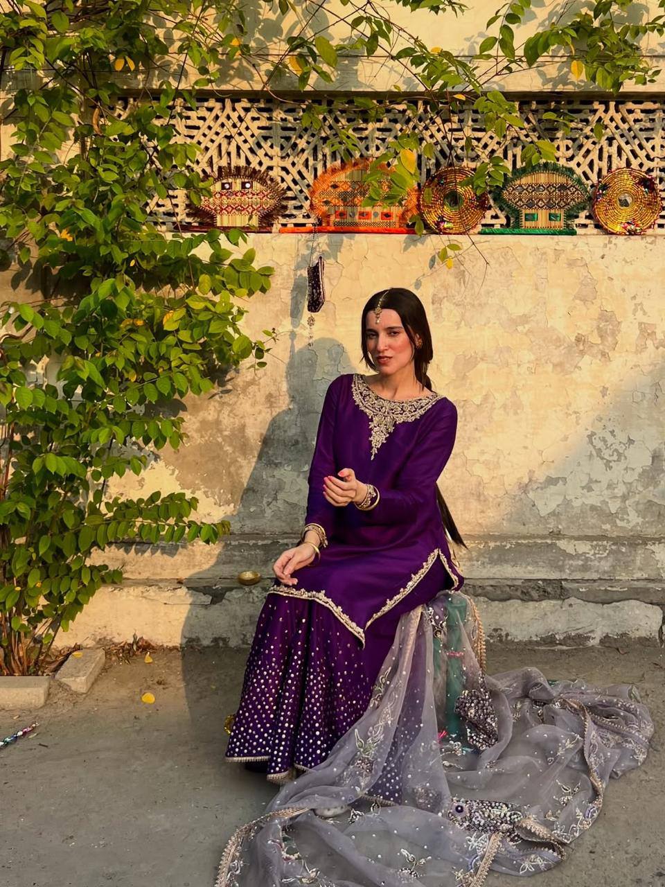 Designer Chinon Palazzo Ensemble with Sequin Embroidered Dupatta for Festive Glamour