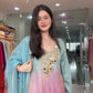Traditional Printed Crape Silk Plazo Set with Embroidered Top and Dupatta
