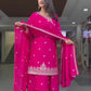 Elegant Dark Pink Kurti Palazzo Set in Faux Georgette Featuring Thread and Sequin Embroidery