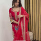 Premium Heavy Crep Silk Embroidered Suit Set with Pant & Net Dupatta | Party Wear