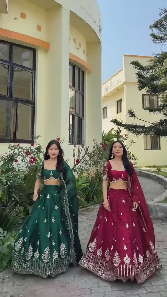 Designer Wedding Wear Heavy GMY Silk Lehenga Choli with Dupatta – Embroidery Sequence Work