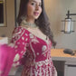 Turn Heads with This Three Piece Designer Set Featuring a Faux Georgette Lehenga and Top with a Breathable Micro Cotton Lining