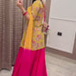 Designer Yellow Crepe Silk Embroidered Top with Pink Malay Silk Lehenga & Digital Dupatta – Fully Stitched Premium Set