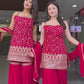 Faux Georgette Sharara Set with Thread & Sequin Work and Matching Dupatta