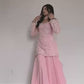 Designer Pink Georgette Suit with Sequins Embroidery Featuring Kurti Palazzo and Dupatta