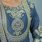 Designer Chinnon Silk Embroidered Suit Set with Pant & Dupatta | Party Wear Collection