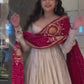 Designer Three-Piece Gown in Chinon with Bandhani Dupatta & Latkan Dori Work