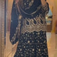 Premium Black Chinnon Silk Sharara Set with Heavy Sequence Embroidery & Dupatta