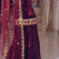 Premium Velvet Embroidered Sharara Suit with Dupatta | Wine Party Wear Set