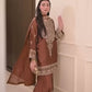 Chinestitch Embroidered Natural Crepe Suit Set with Plazo and Dupatta Featuring Four-Side Lace