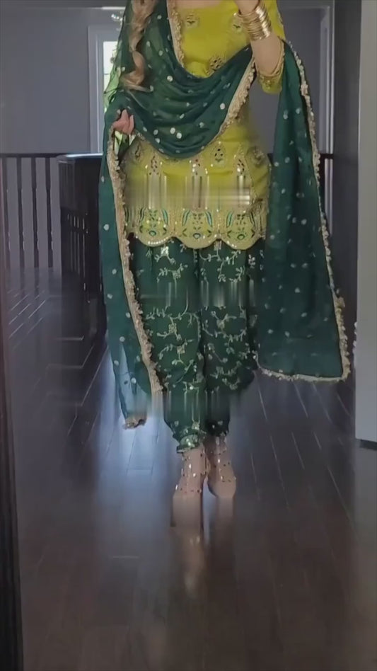 Designer Faux Georgette Embroidered Dhoti Salwar Set with Dupatta – Party Wear Collection