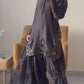 Black Ready to Wear Pure Natural Crepe Silk Suit with Embroidery and Sequence Work