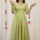 Elegant Pastel Green Embroidered Anarkali Suit With Net Dupatta – Festive & Wedding Wear