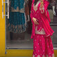 Designer Party Wear Heavy Chinon Silk Kurti Top with Sharara Palazzo & Dupatta – Sequence Embroidery Set+