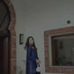 Designer Farshi Suit in Natural Crepe with Intricate Bead and Thread Embroidery and Blue Sequin Dupatta