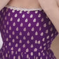 Purple Jequard Silk Top with Weaving and Lace Border, Paired with Pant and Dupatta Set