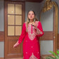 Designer Faux Georgette Embroidered Top and Sharara Set with Matching Dupatta Fully Stitched