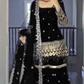 Party Wear Designer Gown with Pant in Heavy Faux Georgette Featuring Full Sleeve Embroidery